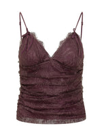 Red Lace V Neck Top 1