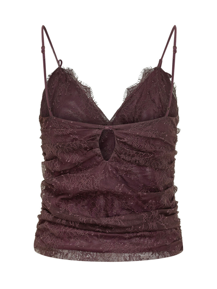 Red Lace V Neck Top 2
