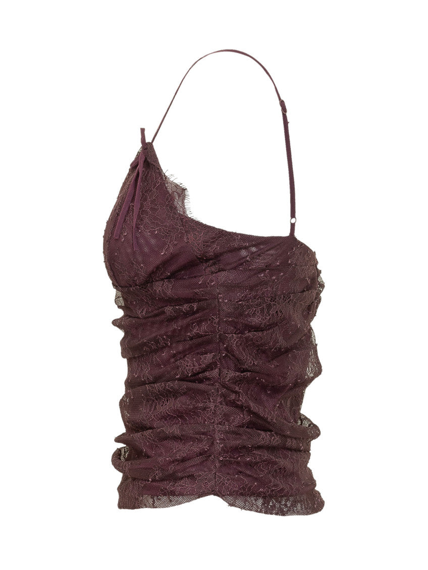 Red Lace V Neck Top 3