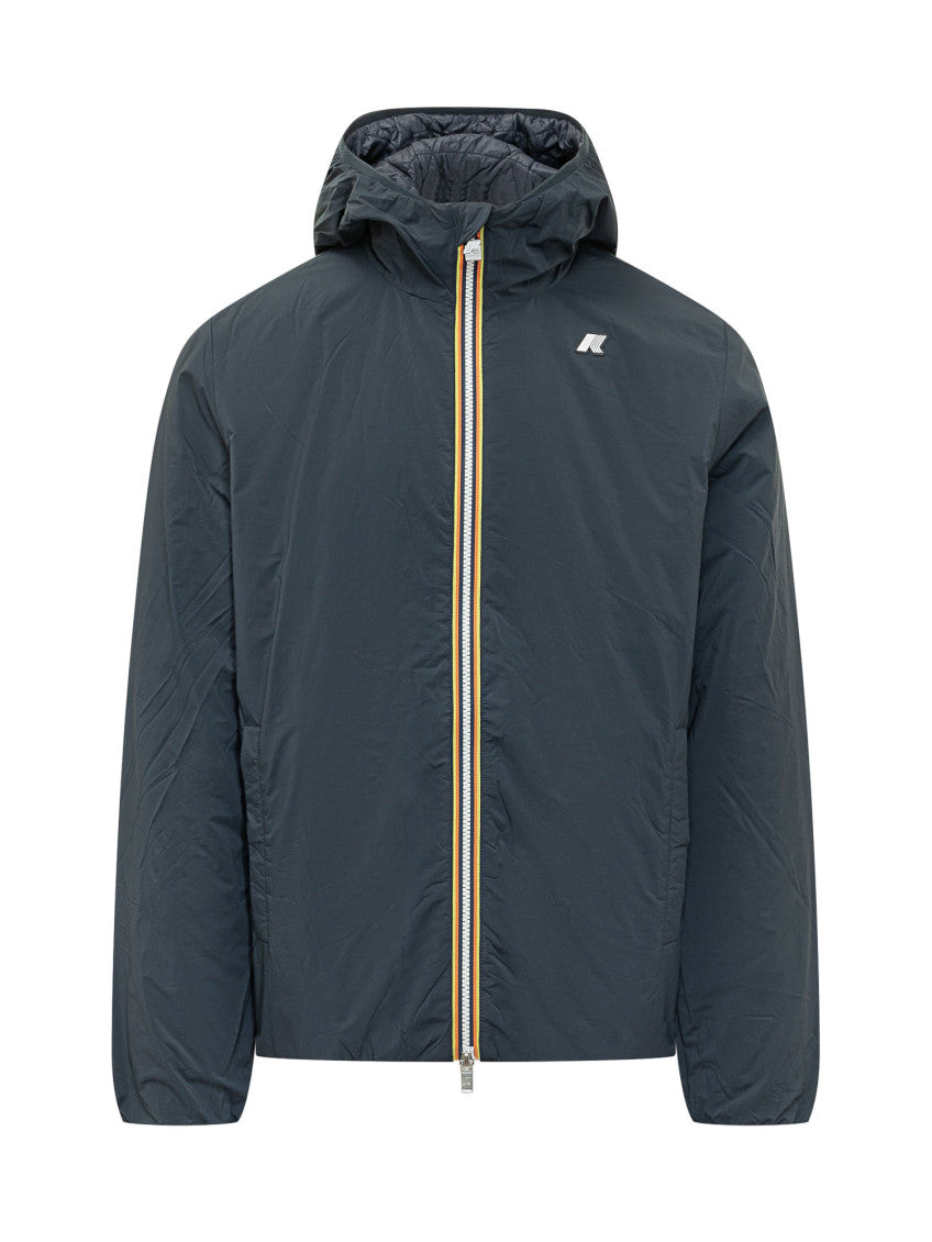 Blue Solid Hood Jacket 1