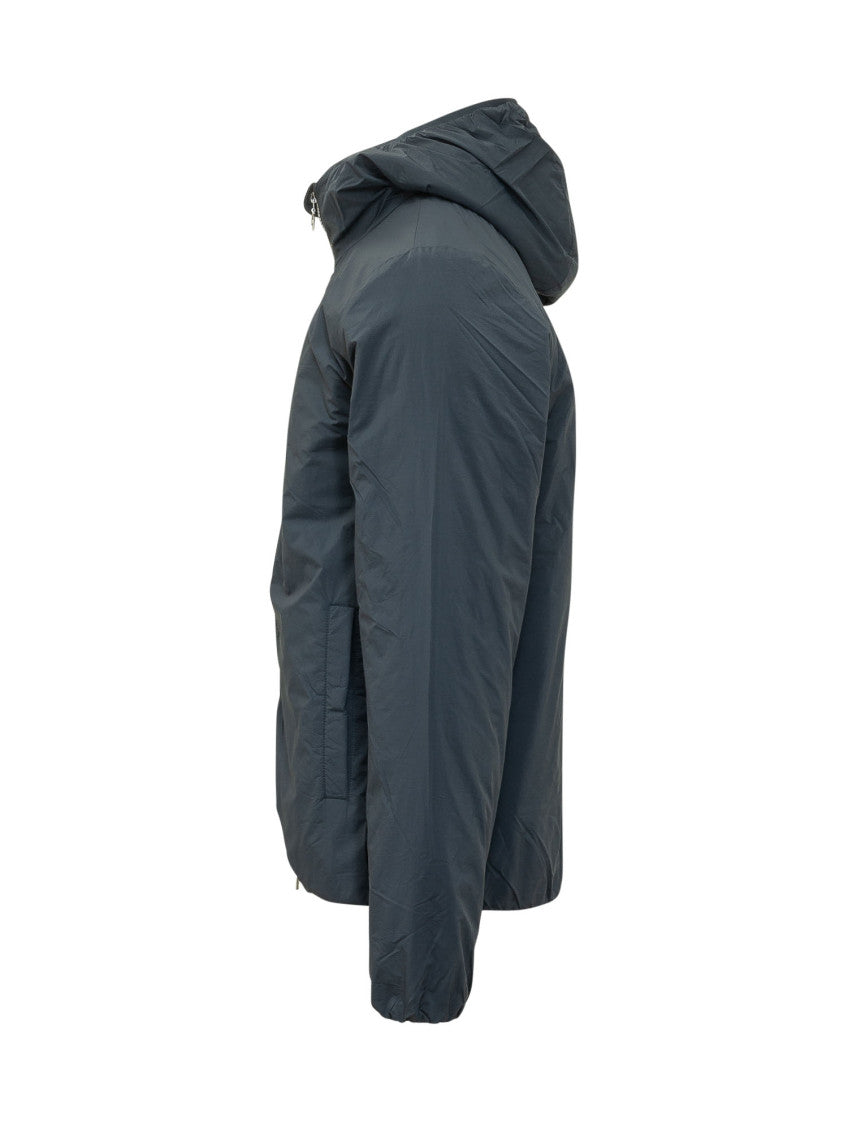 Blue Solid Hood Jacket 2