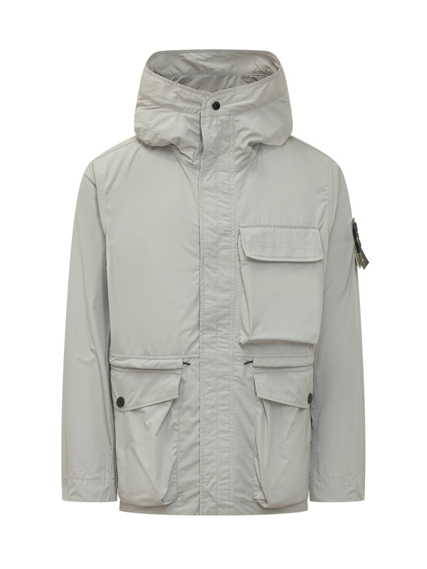 Grey Solid Hood Jacket 1