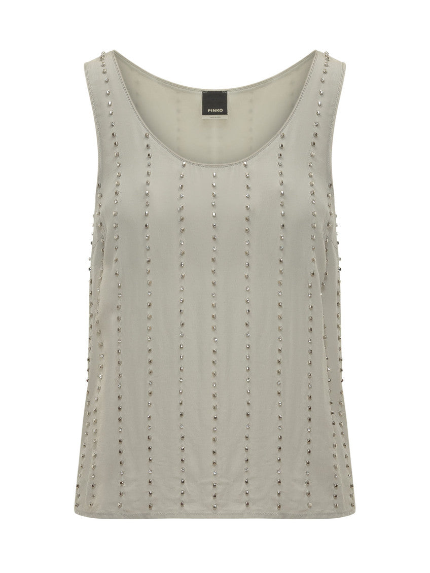 Grey Embellished Round Neck Top 1