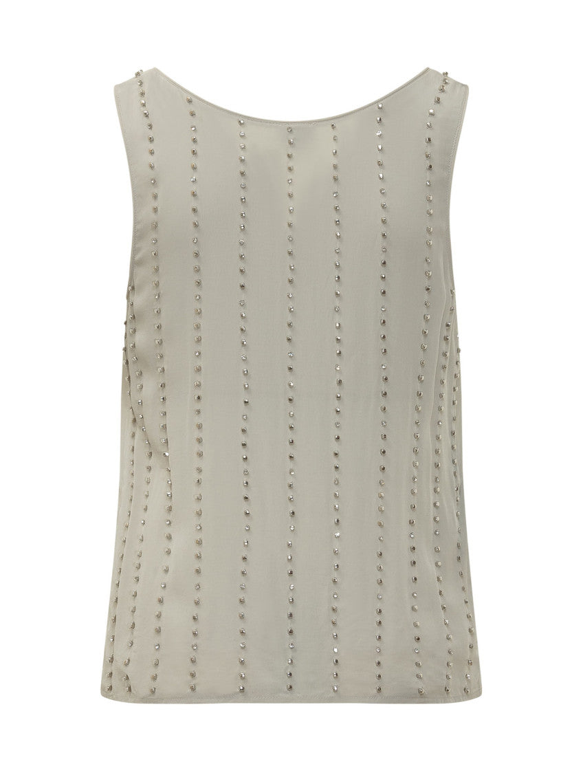 Grey Embellished Round Neck Top 2