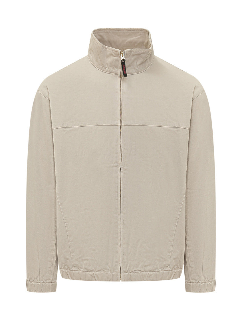 Beige Solid Mock Collar Jacket 1