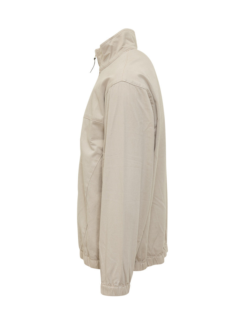Beige Solid Mock Collar Jacket 2
