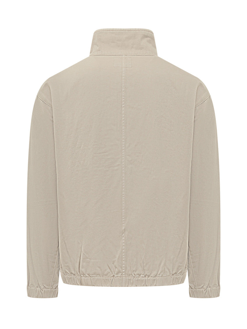 Beige Solid Mock Collar Jacket 4