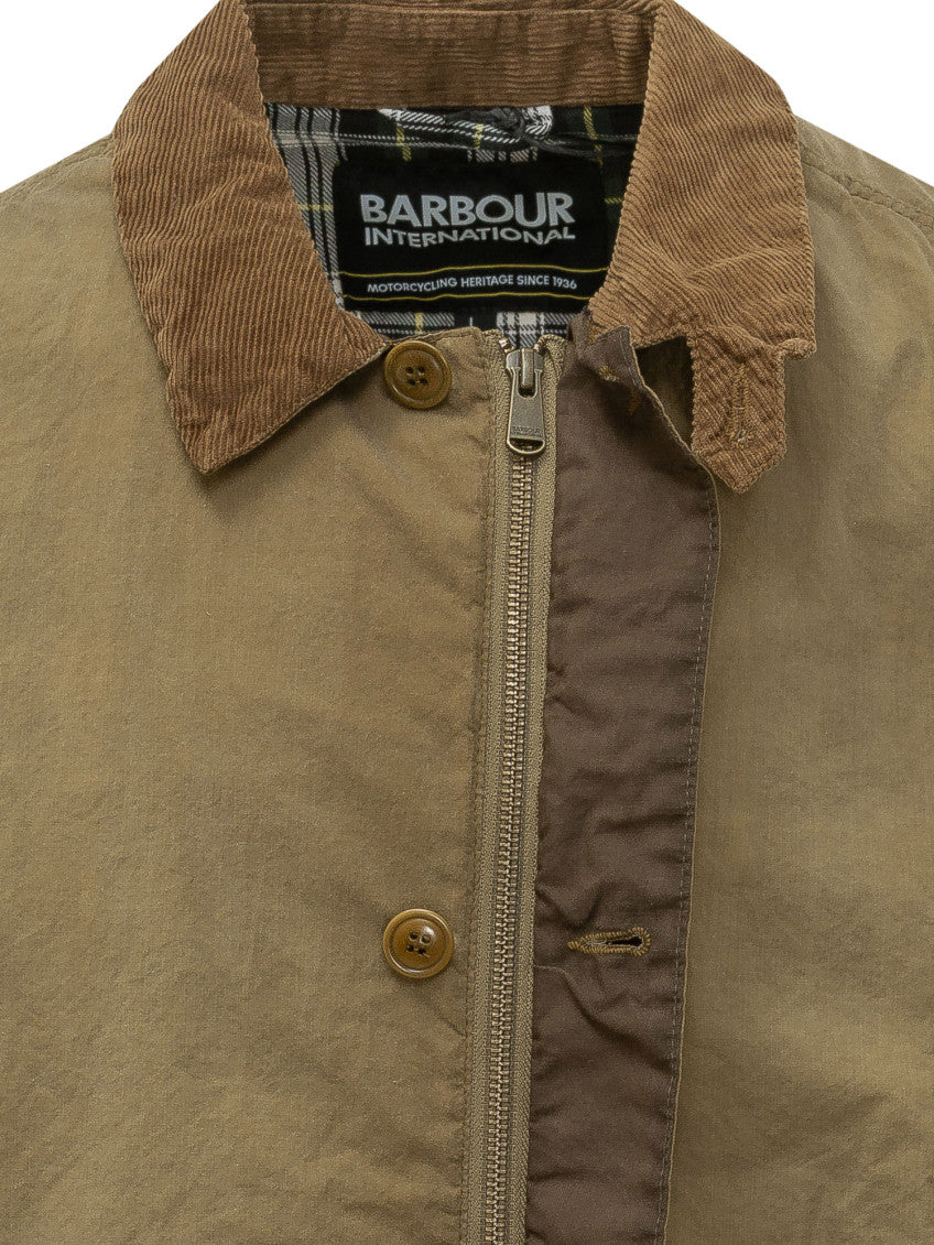 Green Solid Shirt Collar Jacket 3