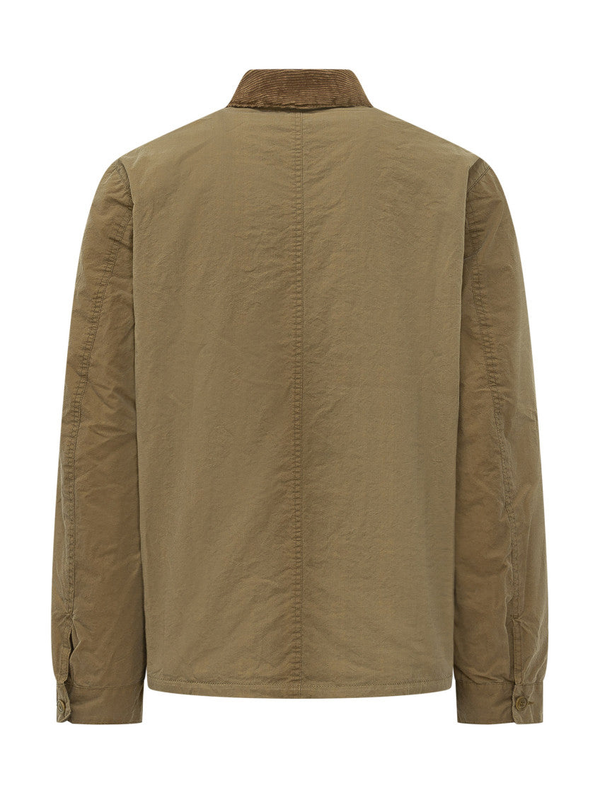 Green Solid Shirt Collar Jacket 4