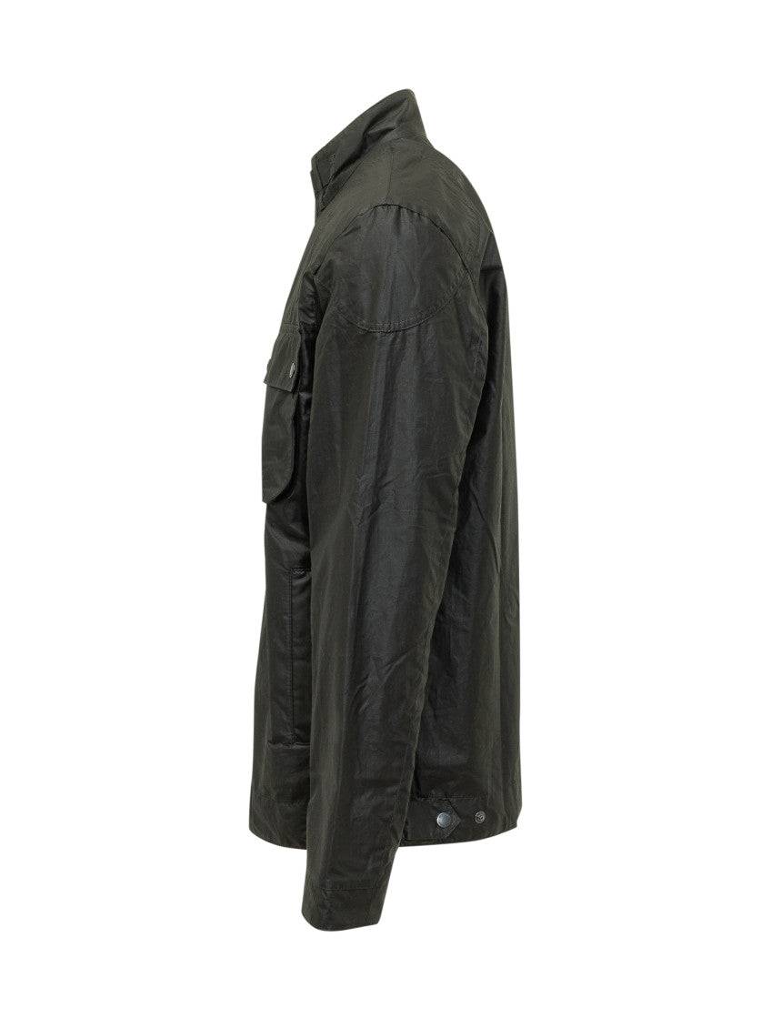 Black Solid Mandarin Collar Jacket 2