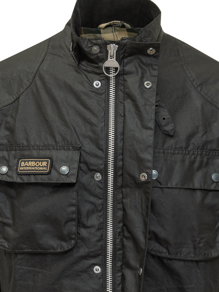 Black Solid Mandarin Collar Jacket 3