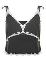 Black Lace V Neck Top 1