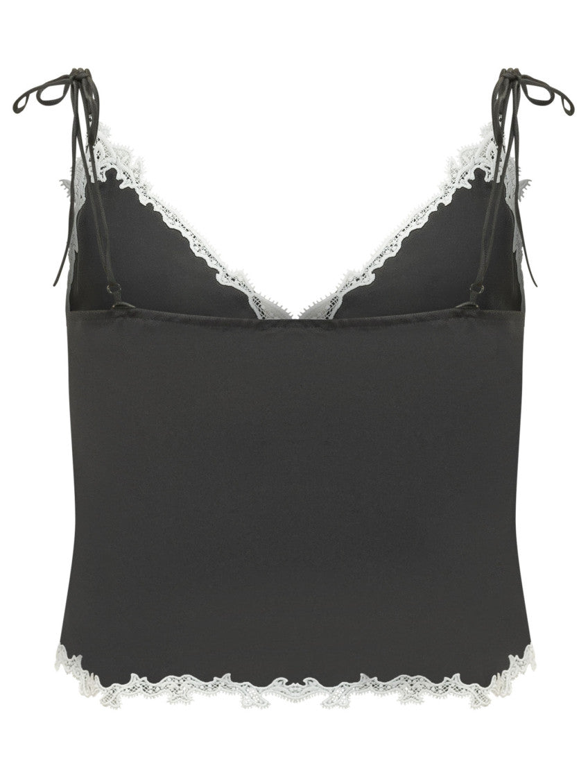 Black Lace V Neck Top 2