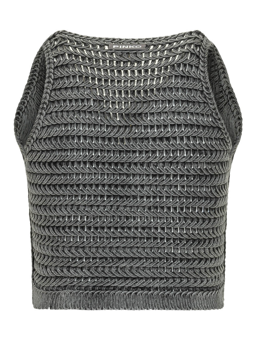 Grey Knitted V Neck Top 2