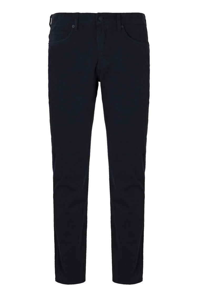 Navy Blue Slim Flat Front Pants 1