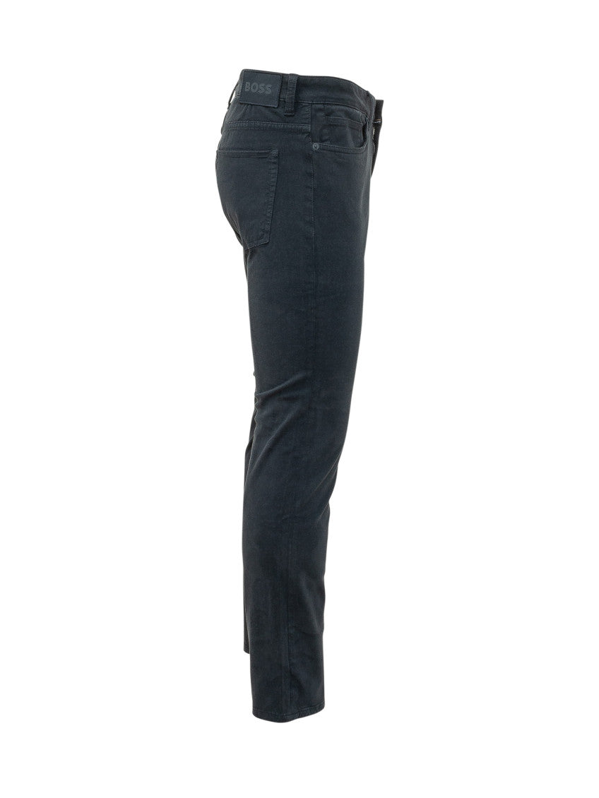 Navy Blue Slim Flat Front Pants 3