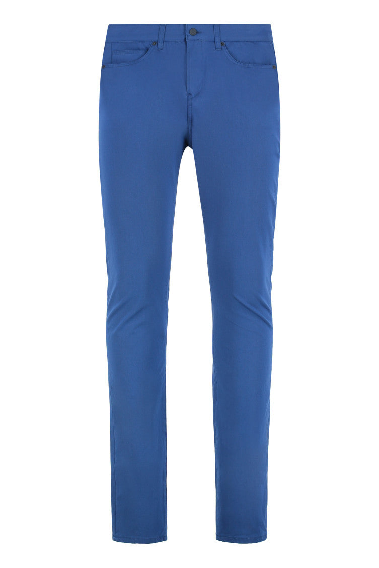 Blue Slim Flat Front Pants 1