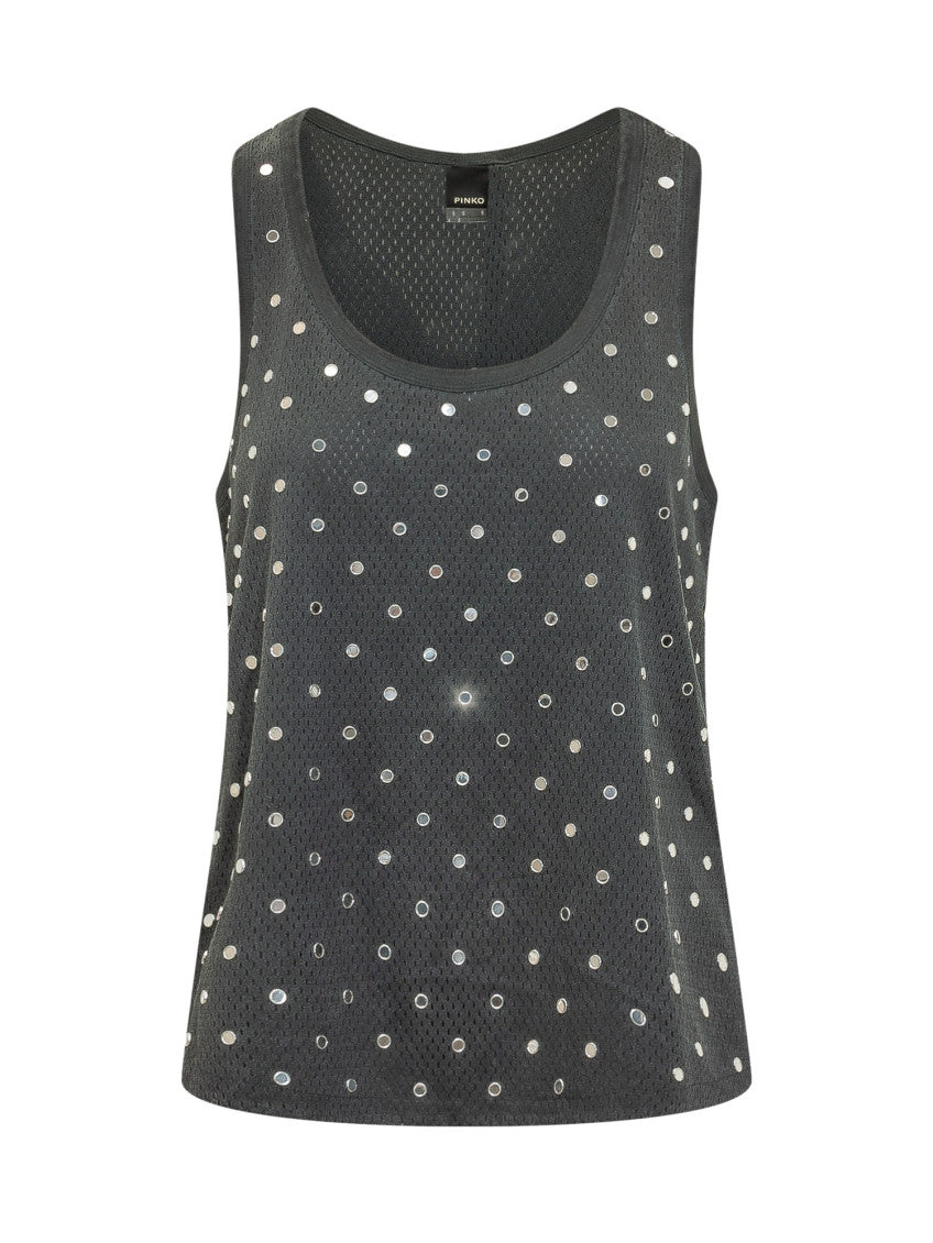 Black Embellished Round Neck Top 1