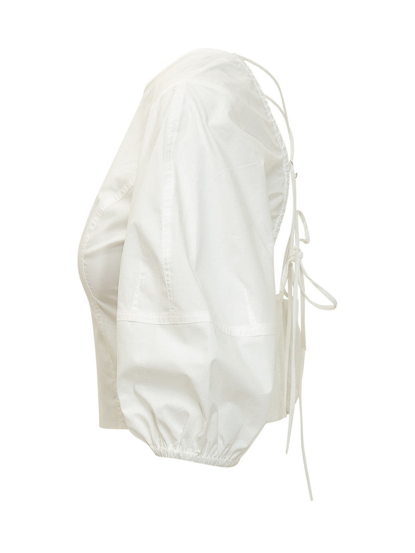 White Solid Round Neck Top 3