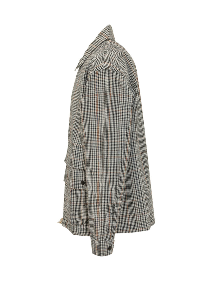 Beige Checks Shirt Collar Jacket 2