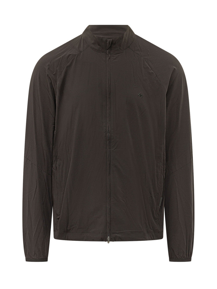 Black Solid Mock Collar Jacket 1