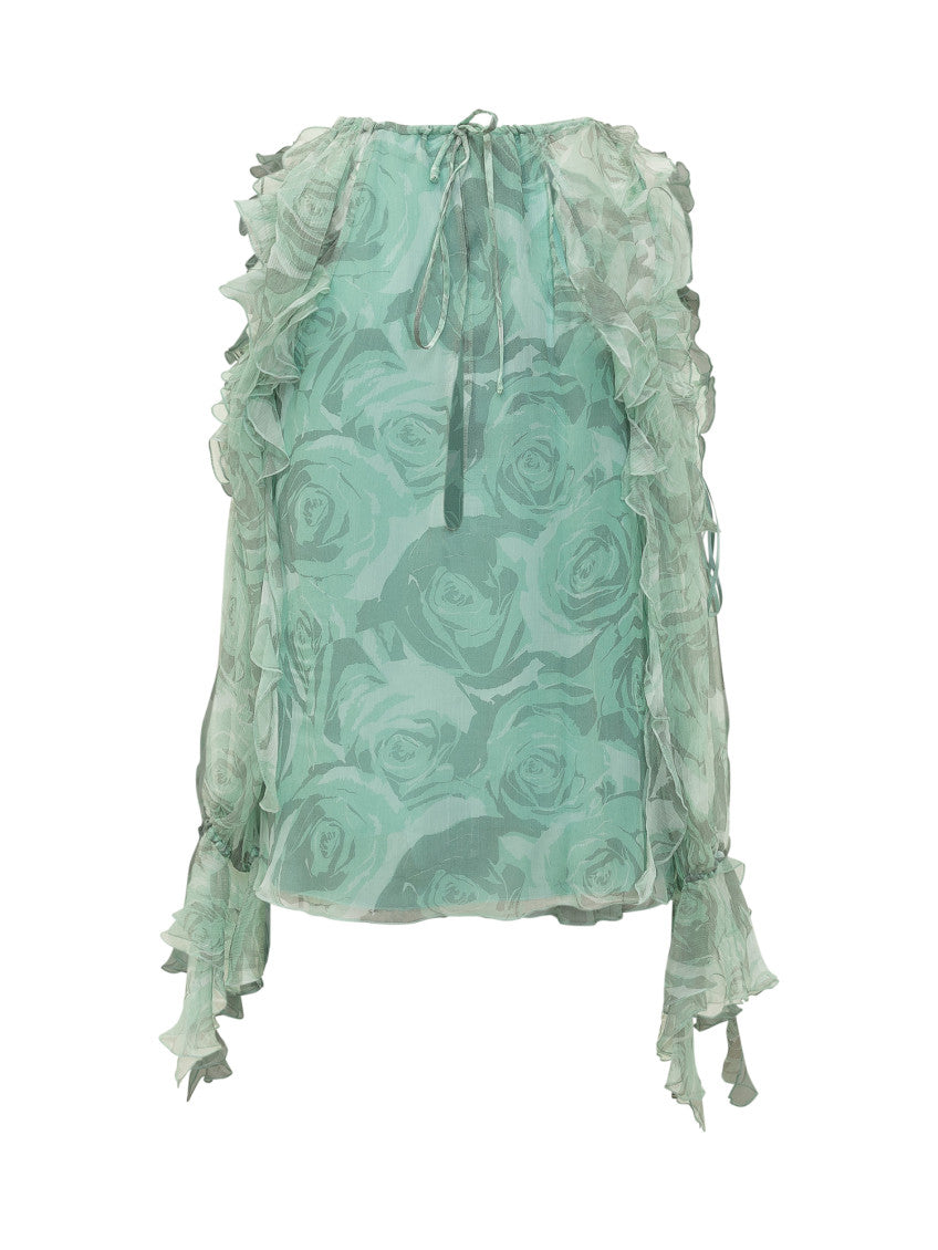 Green Floral Round Neck Top 2