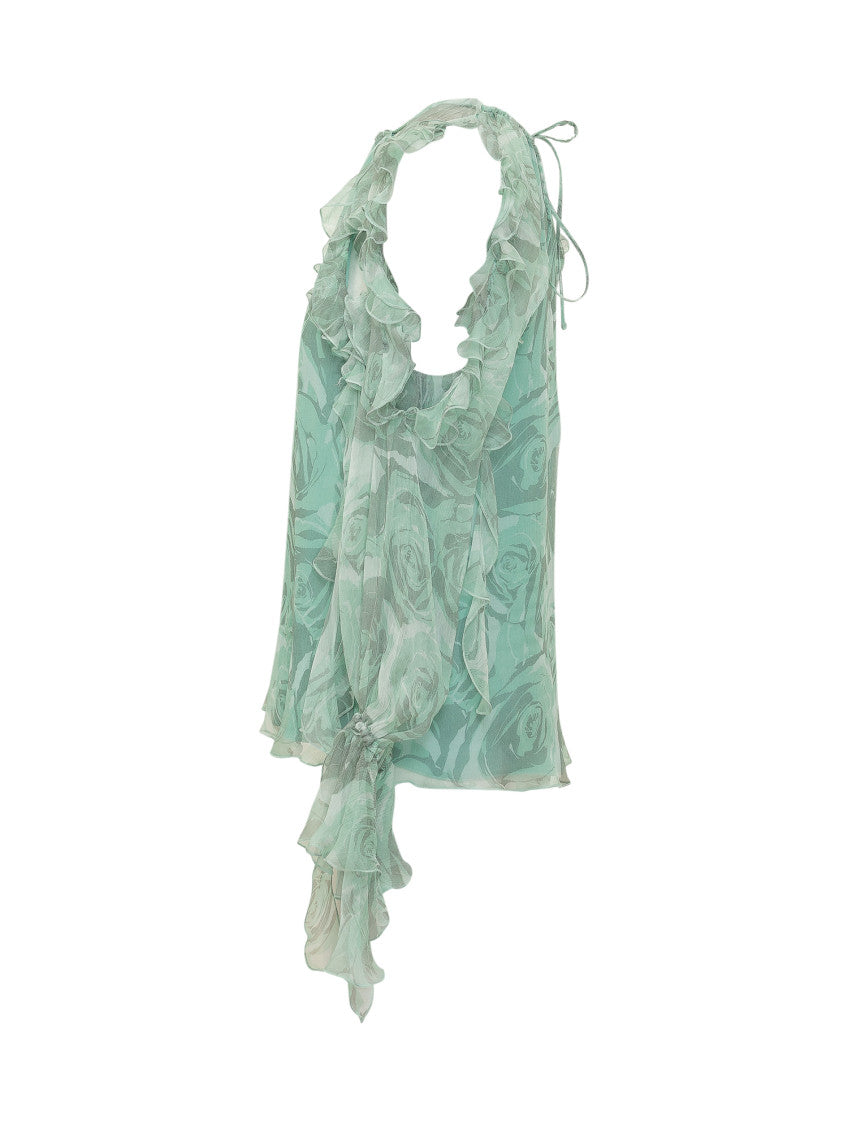 Green Floral Round Neck Top 3