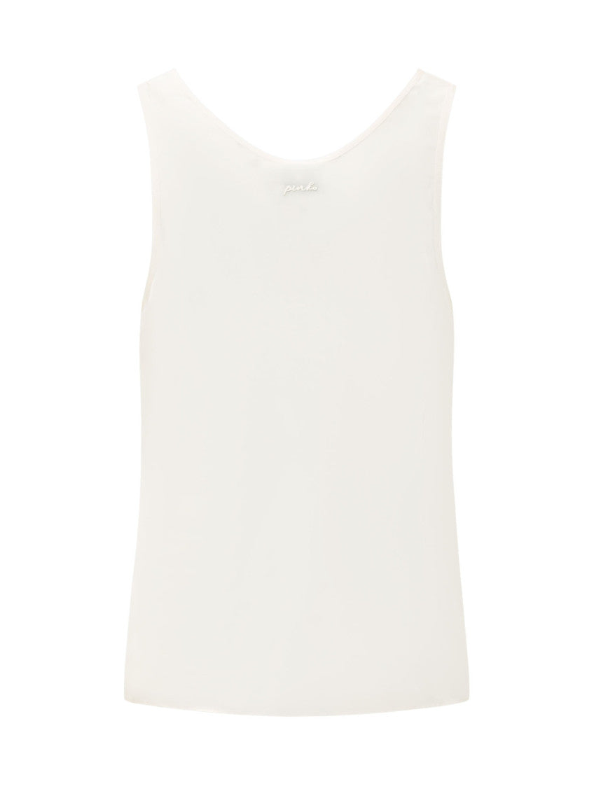 White Solid Scoop Neck Top 2