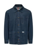 Blue Solid Shirt Collar Jacket 1