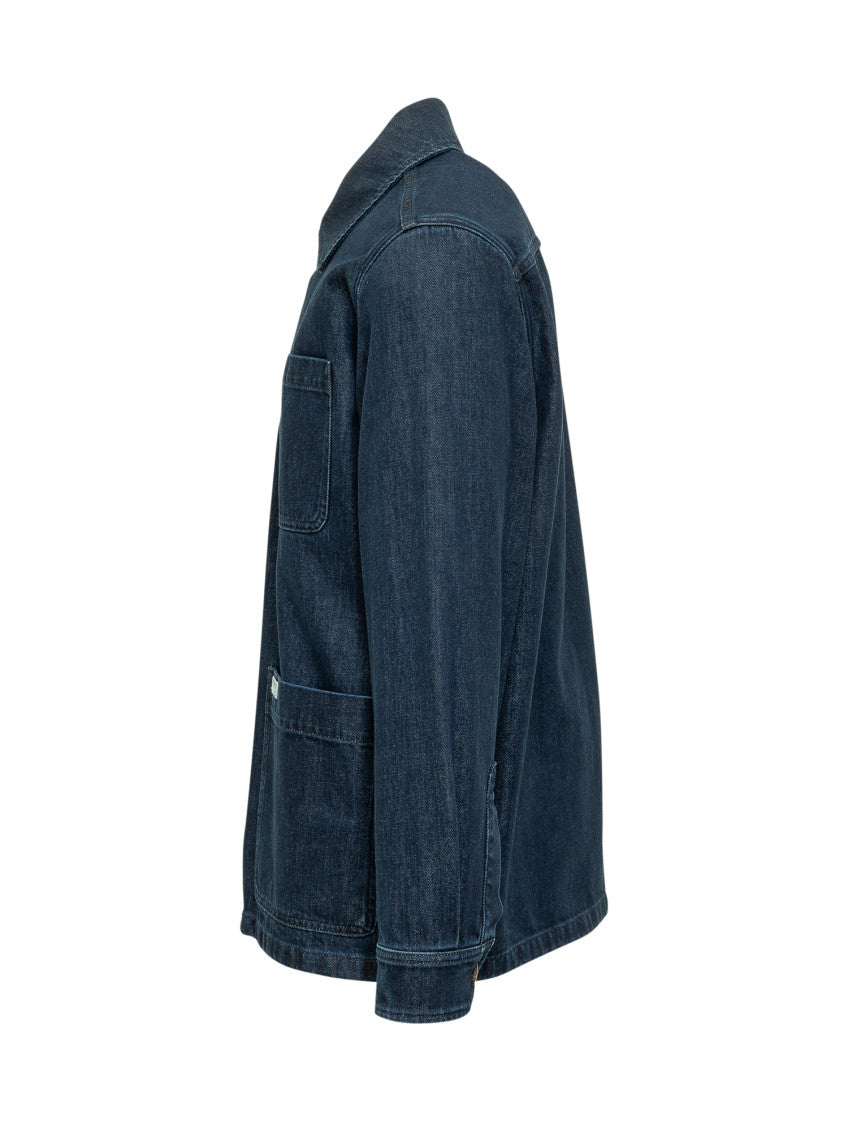 Blue Solid Shirt Collar Jacket 2