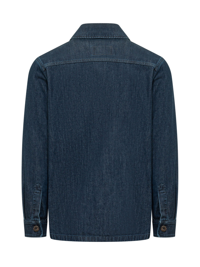 Blue Solid Shirt Collar Jacket 3