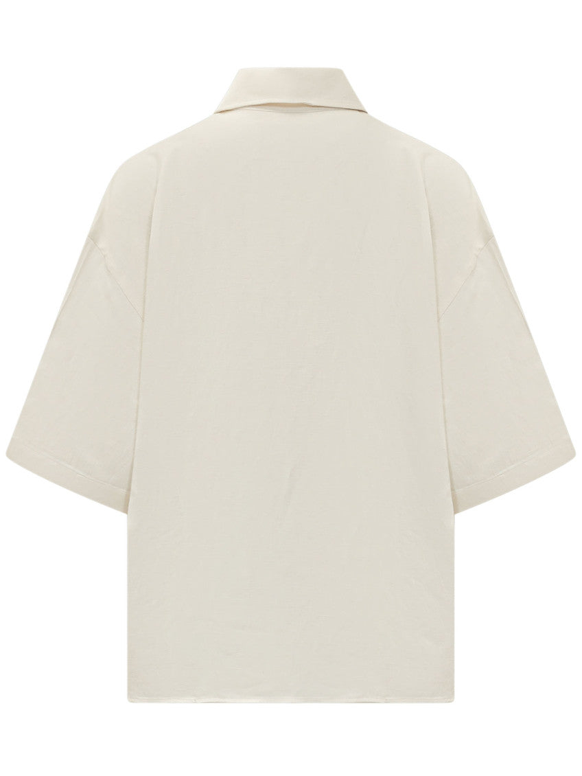 White Solid Shirt Collar Polo 2