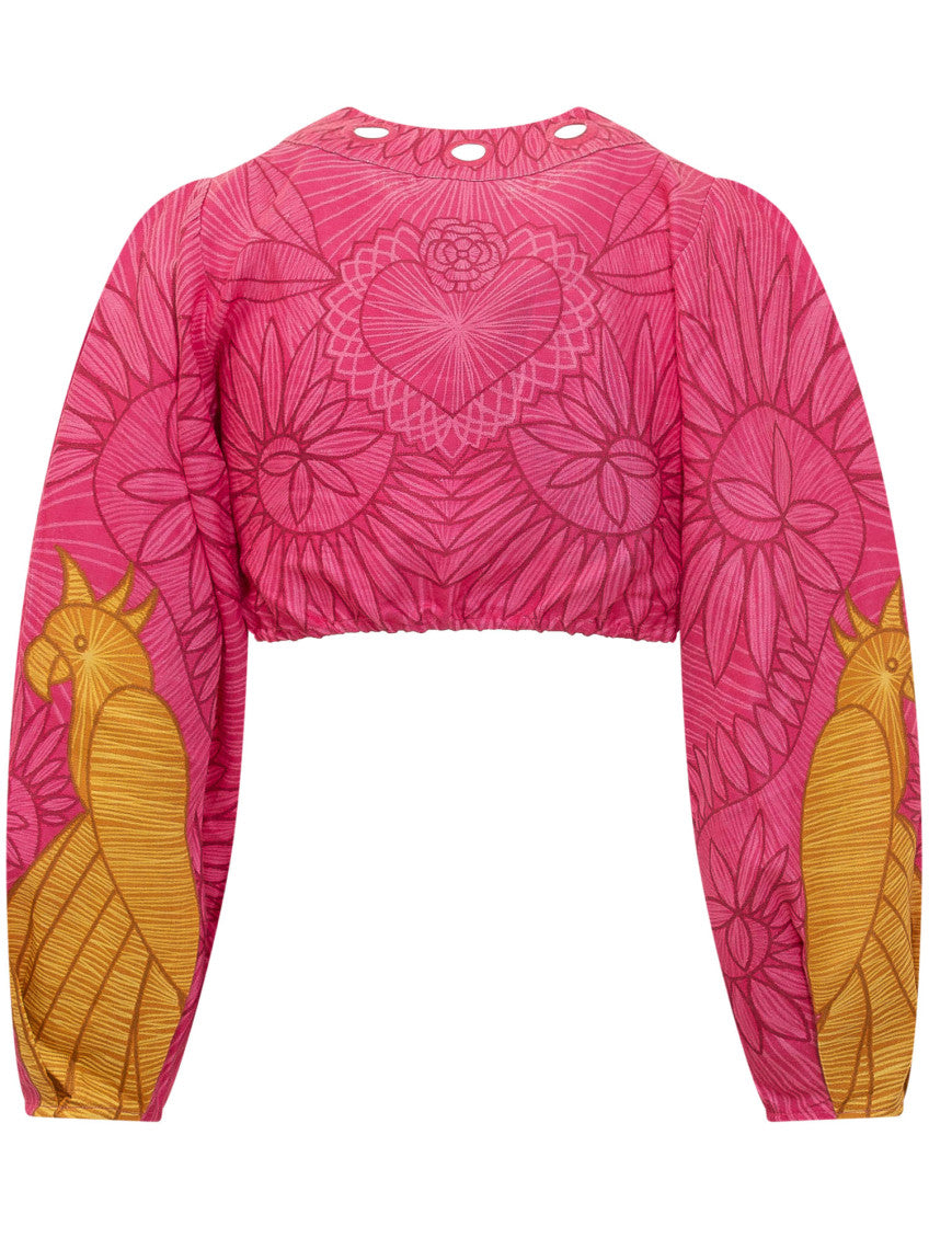 Pink Floral Round Neck Top 2