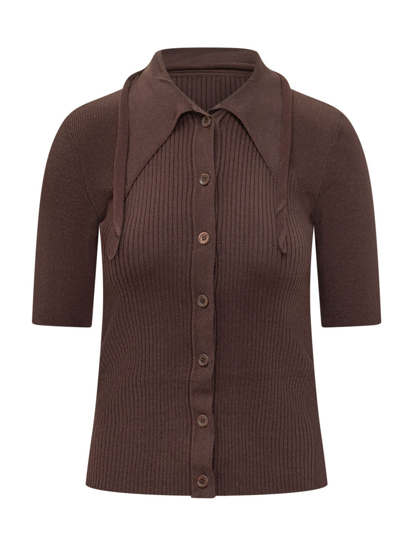 Brown Solid Shirt Collar Polo 1