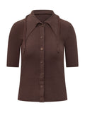 Brown Solid Shirt Collar Polo 1