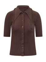 Brown Solid Shirt Collar Polo 1