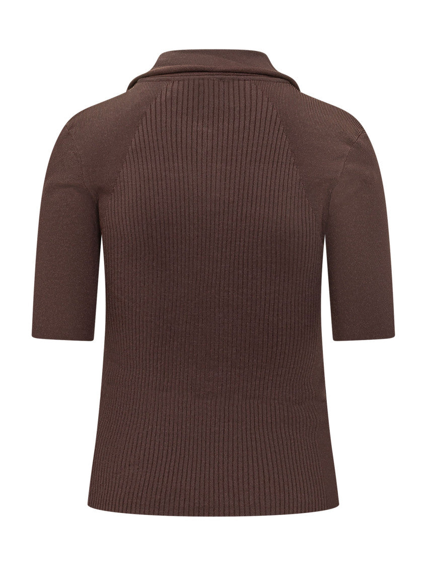 Brown Solid Shirt Collar Polo 2