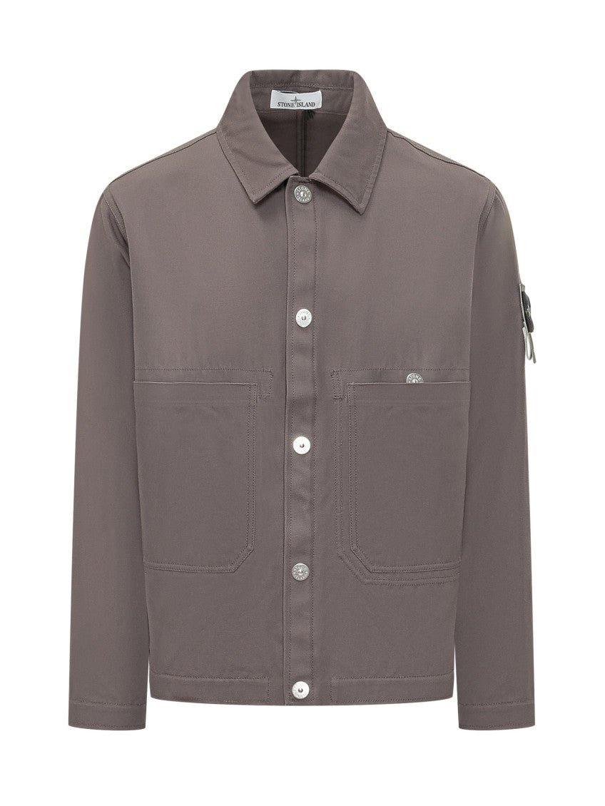 Grey Solid Shirt Collar Jacket 1