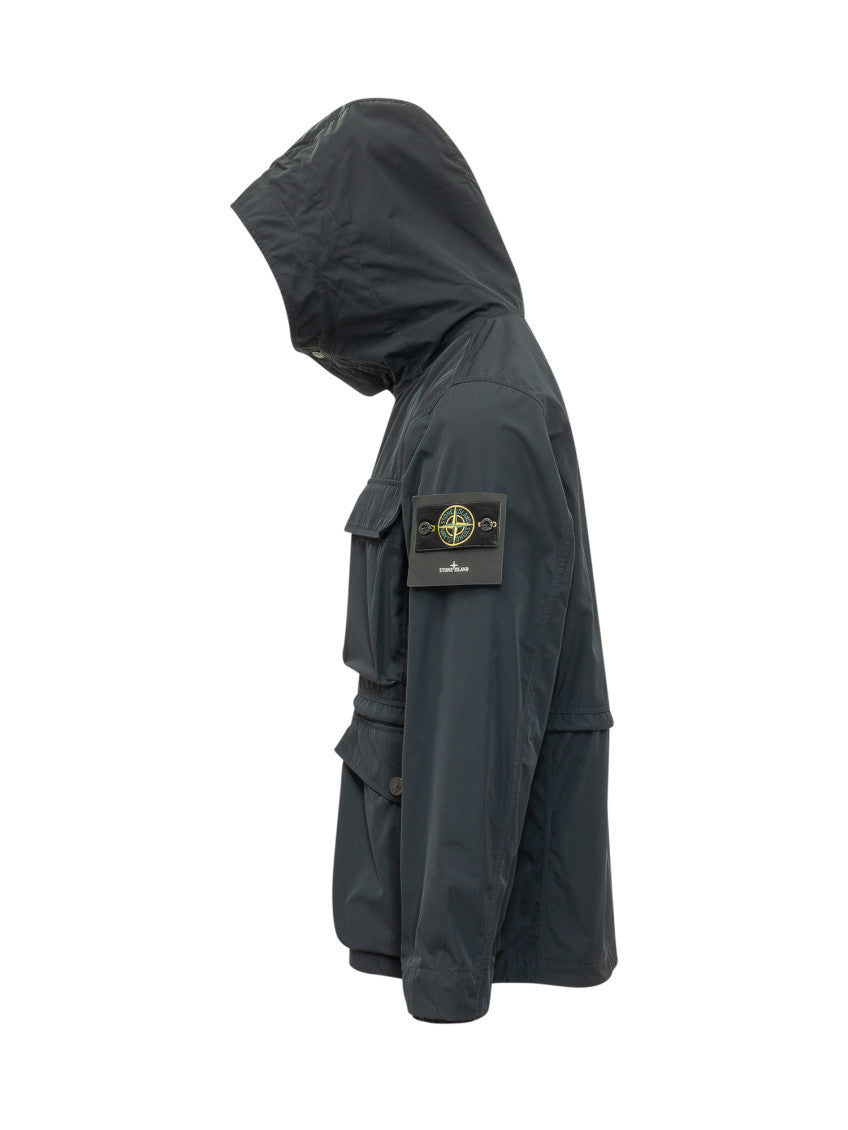 Dark Blue Solid Hood Jacket 2