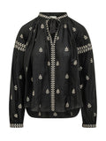 Black Embroidered Band Collar Top 1