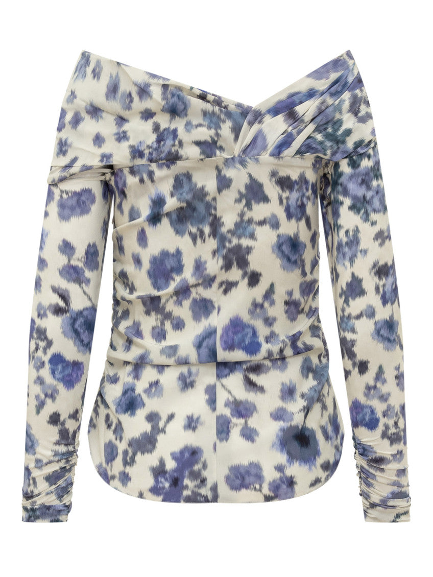 Blue Floral Off Shoulder Top 2