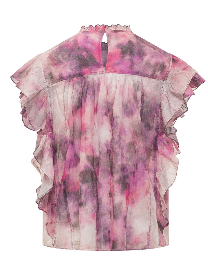 Pink Printed Mock Collar Top 2