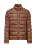 Brown Quilted Mock Collar Jacket 1