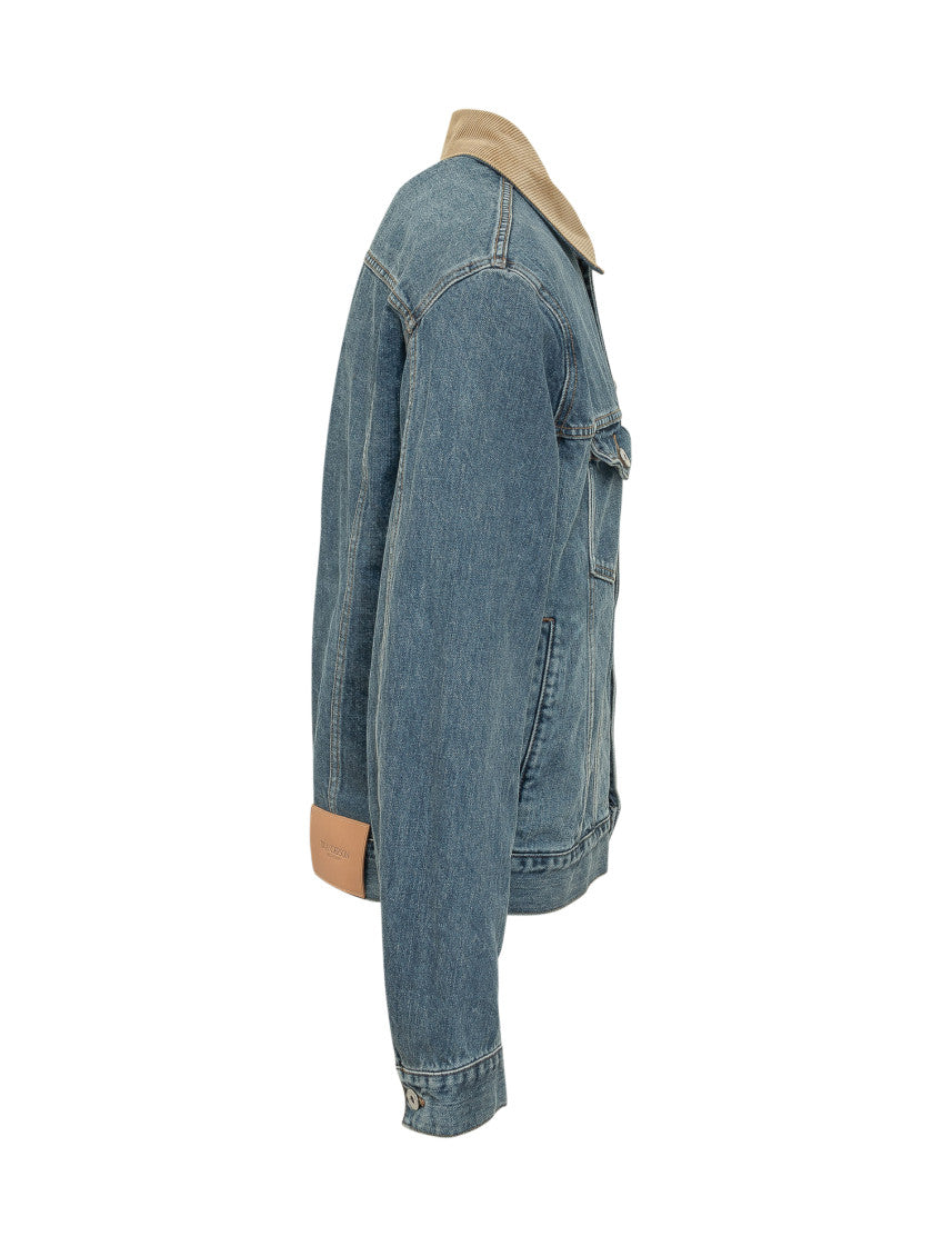 Blue Solid Shirt Collar Jacket 2