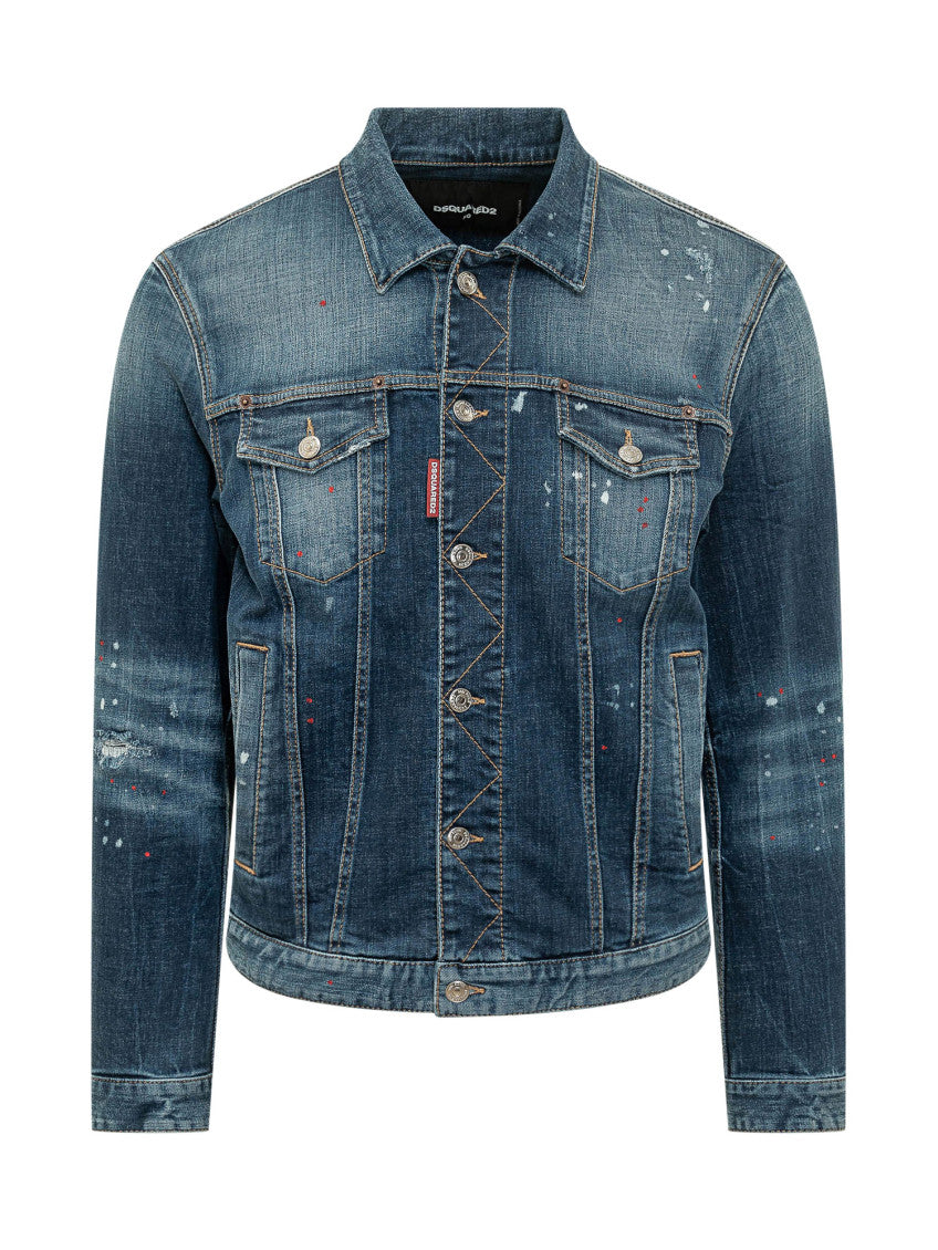 Blue Distressed Shirt Collar Jacket 1