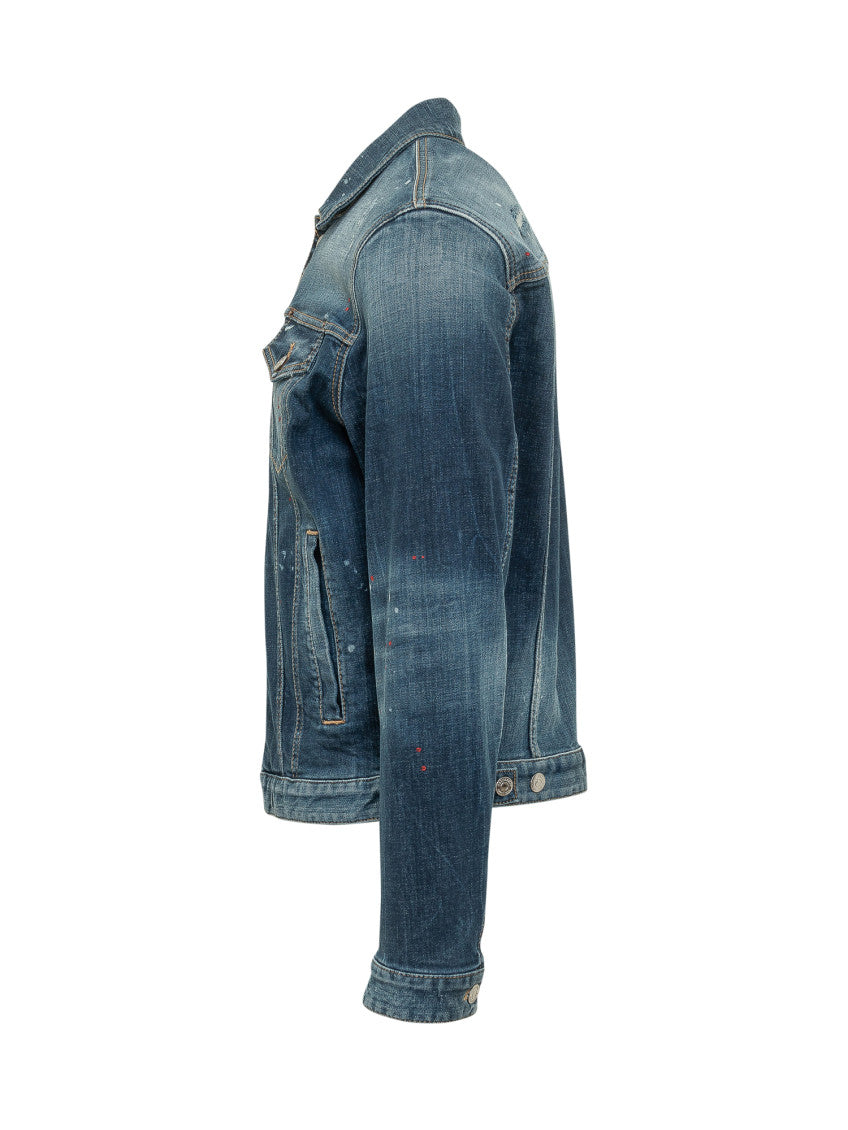 Blue Distressed Shirt Collar Jacket 2