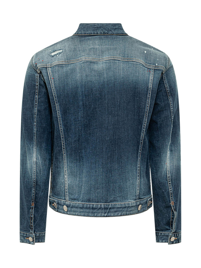 Blue Distressed Shirt Collar Jacket 4