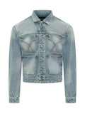 Light Blue Solid Shirt Collar Jacket 1