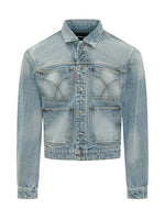 Light Blue Solid Shirt Collar Jacket 1