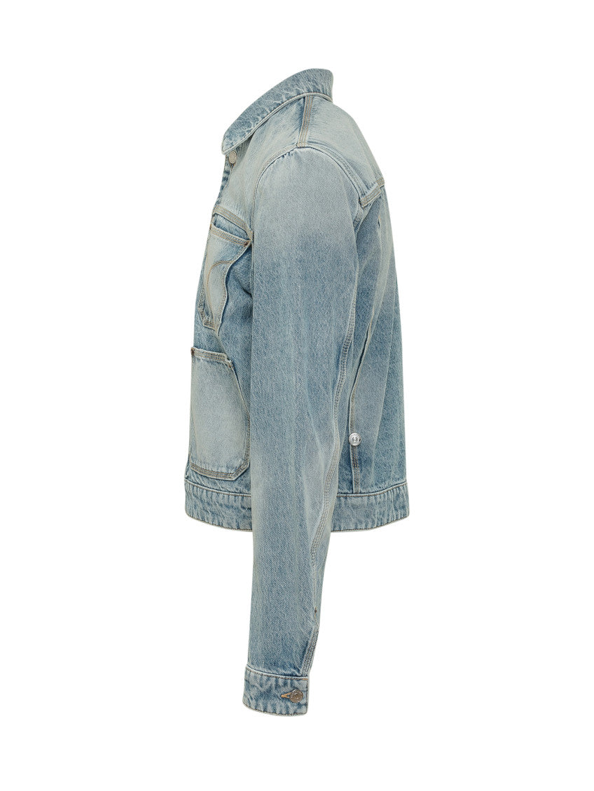 Light Blue Solid Shirt Collar Jacket 2